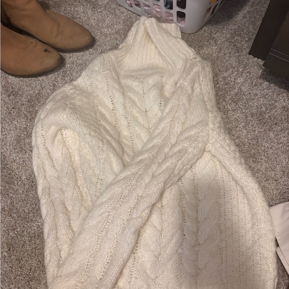 Altar'd State Ivory Cable Knit Turtleneck Sweater